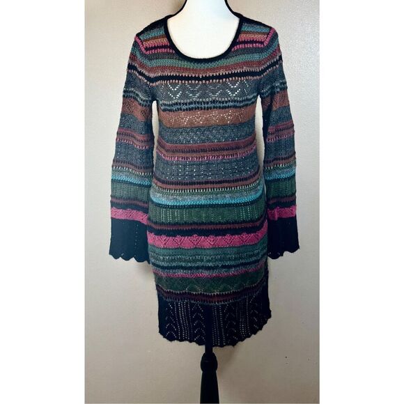 Peruvian Connection Telluride Crochet Alpaca Wool Blend Tunic Sweater/Dress XS - Picture 3 of 11